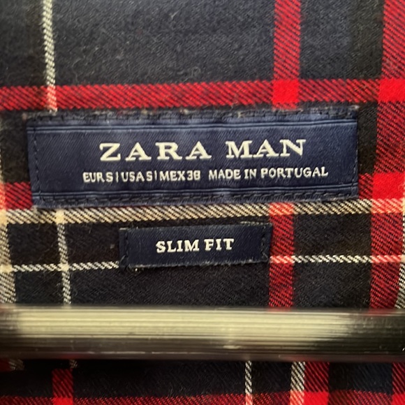Zara plaid button down shirt. Slim fit. EUC - Picture 4 of 8
